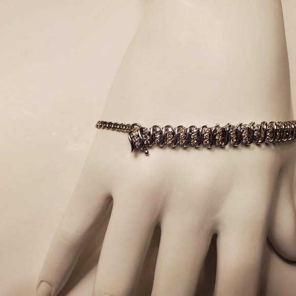 DIAMOND TENNIS BRACELET 14K WHITE GOLD - Picture 4 of 12